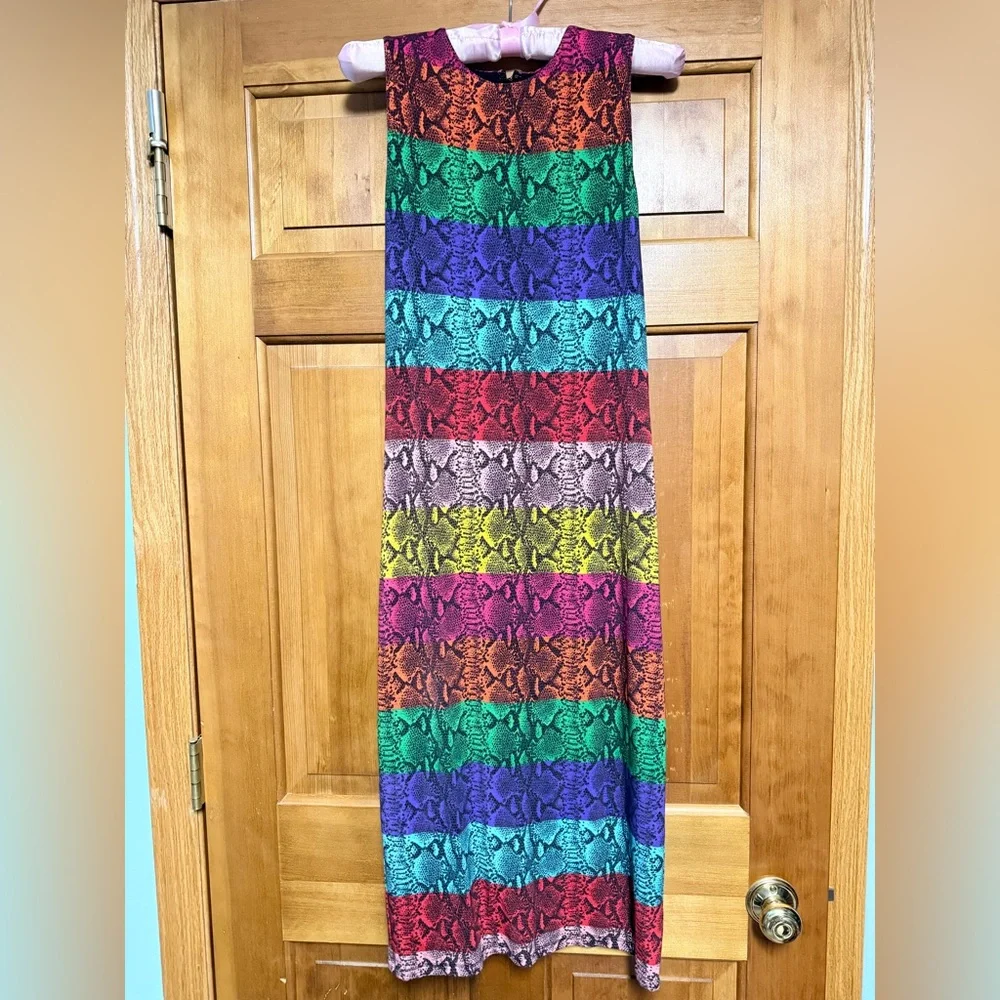 NEW Alice and Olivia Delora Rainbow Snake Skin Midi size 8 NWT - Picture 4 of 11